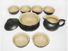 天狼網 匠心工藝，德化陶瓷茶具精品直銷——黑色粗面蓋碗功夫茶具套裝全解析